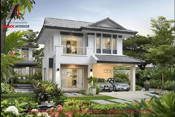 Mẫu biệt thự vườn mái thái 2 tầng đẹp, hiện đại