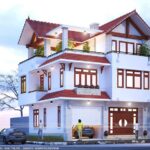 Bản vẽ mặt đứng, mặt cắt và mặt bằng biệt thự 3 tầng mặt tiền 9m đẹp nhất