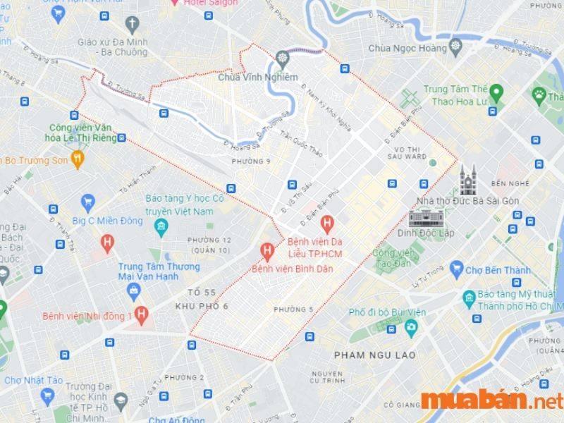 Vị trí địa lý của khu vực quận 3 đẹp, hợp lý