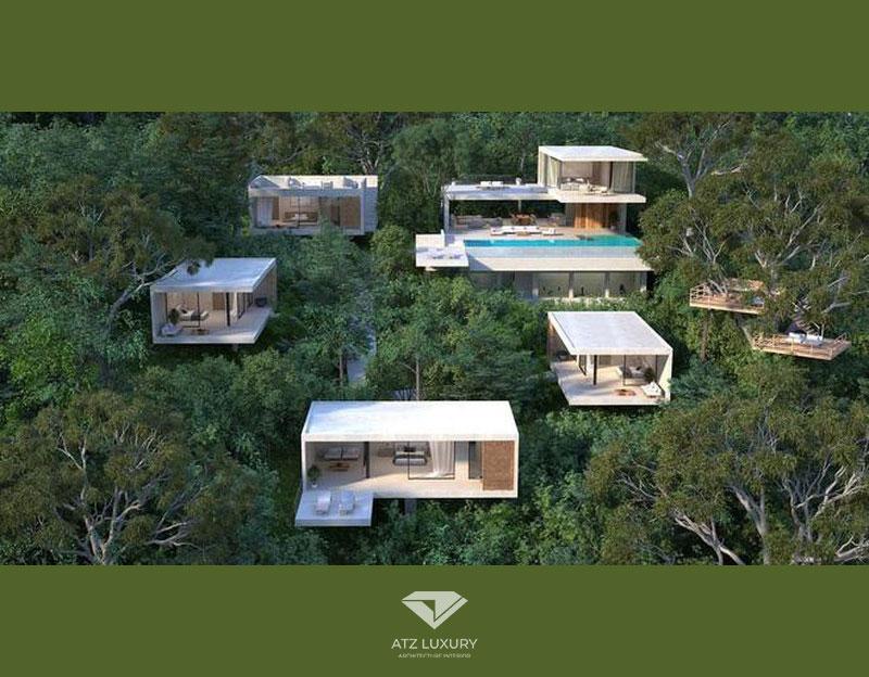 Mẫu thiết kế nội biệt thự nghỉ dưỡng với khung cảnh xung quanh là cây cối xanh mát