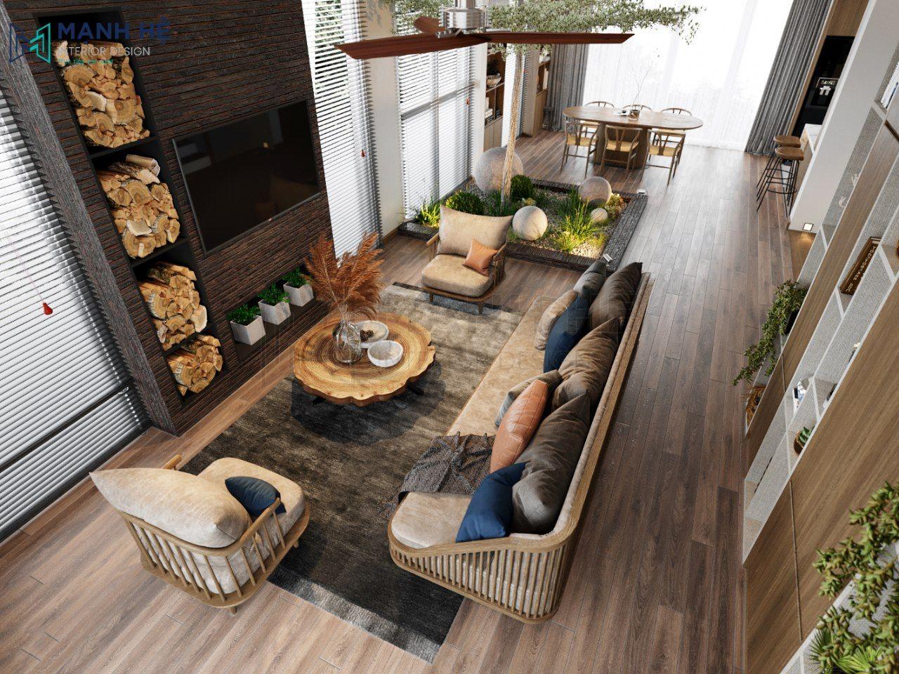 kệ tivi ốp gạch giả gỗ