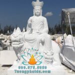 Tượng Địa Tạng Bồ Tát Cưỡi Linh Thú Đề Thính Bằng Đá