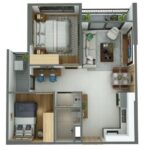 Top 7 thiết kế căn hộ 55m2 2 phòng ngủ đẹp nhất