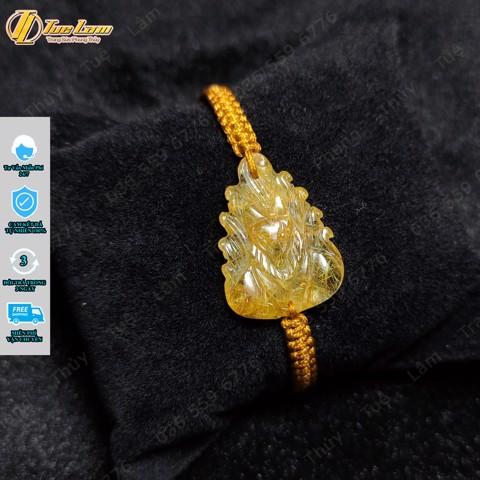 Vòng tay chỉ may mắn bện mặt hồ ly chúa chín đuôi đá thạch anh tóc vàng hợp mệnh kim thổ, trợ duyên - Tuệ Lâm