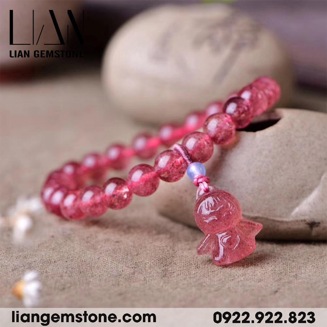 Vòng tay thạch anh dâu tây hồng