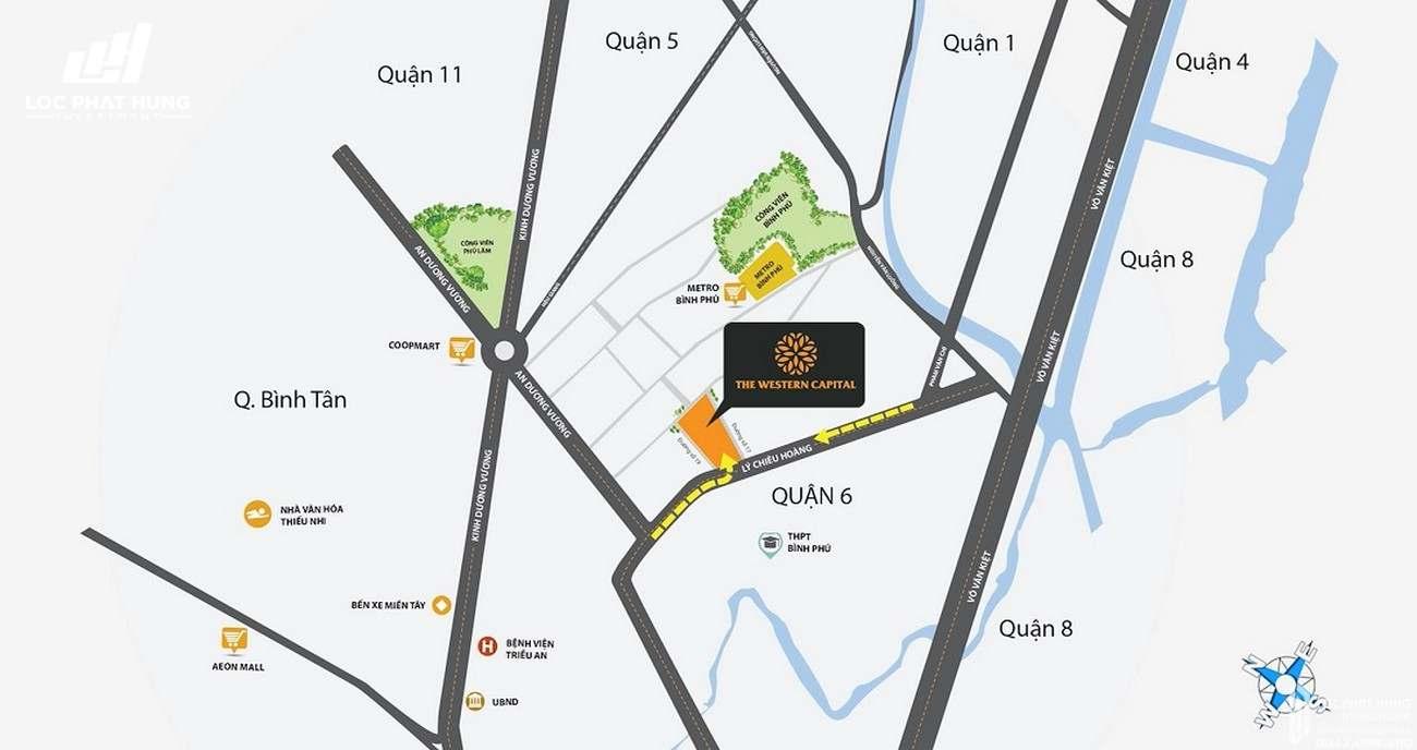 Vị trí địa chỉ dự án căn hộ chung cư Western Capital Quận 6 Đường 116 Lý Chiêu Hoàng chủ đầu tư Hoàng Phúc Land