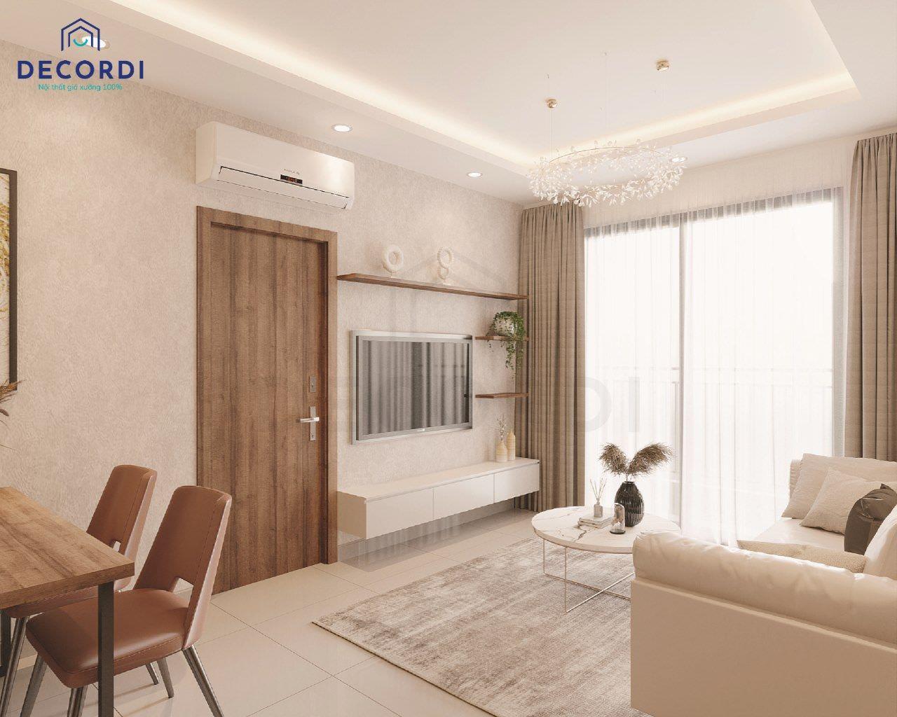 Lựa chọn nội thất đơn giản hiện đại giúp tối ưu diện tích căn hộ chung cư 2 phòng ngủ