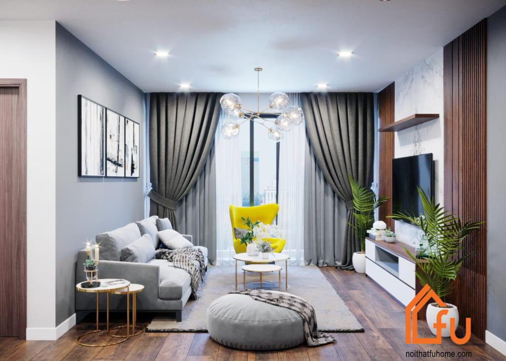 Thiết kế căn hộ chung cư 50m2 gọn gàng không gian rộng rãi