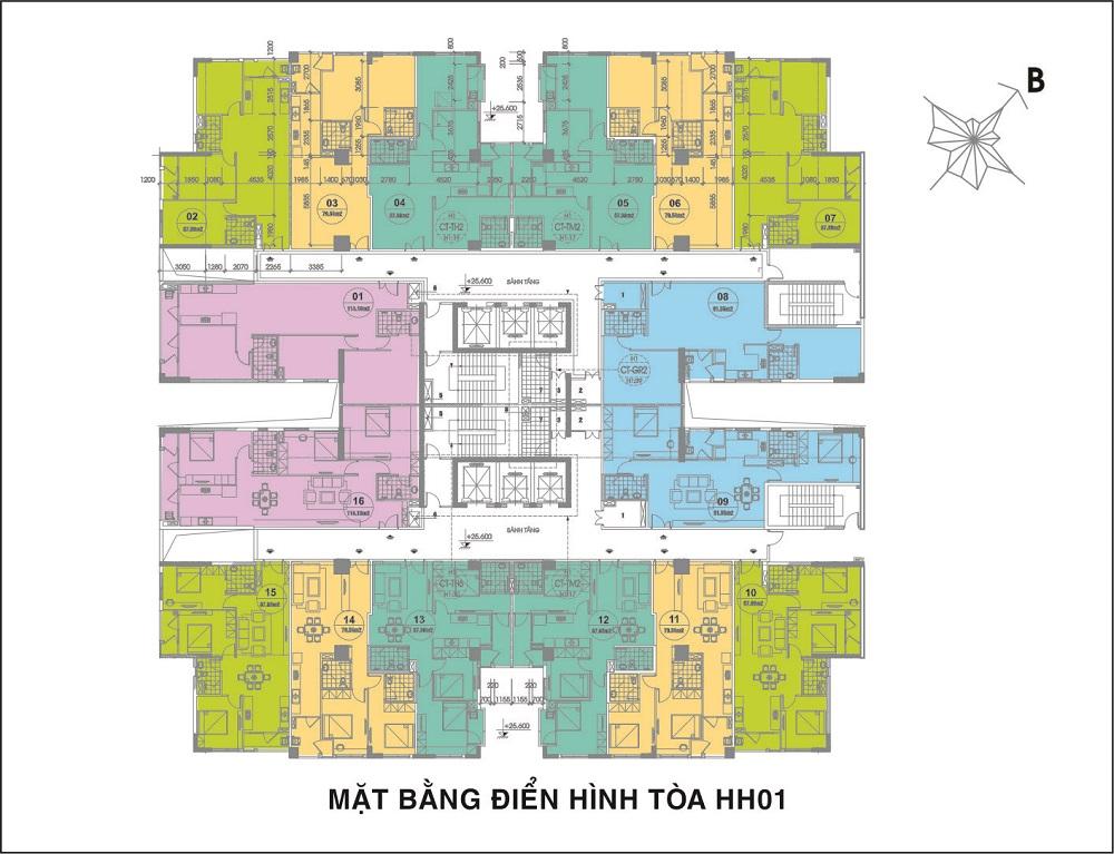 chung cư new horizon city mặt bằng HH01
